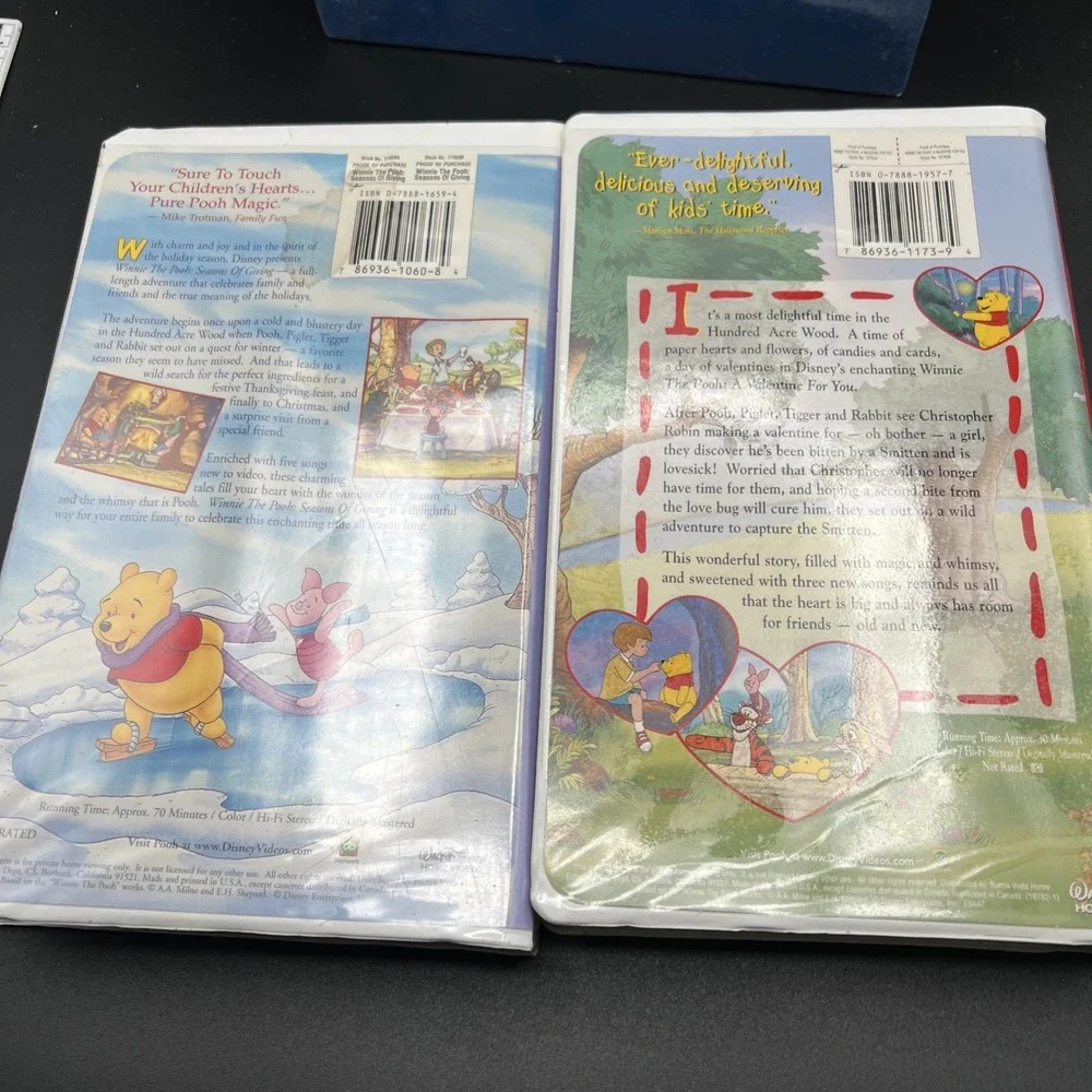 Lot Of 2 VHS Tapes Disney Winnie The Pooh Seasons of Giving A Valentine For You